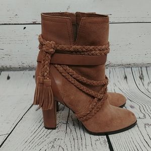 Vince Camuto Cyndia Smoke Taupe Heeled Booties
